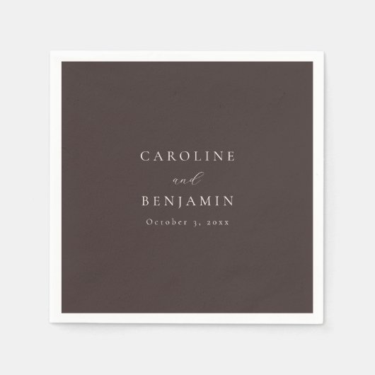 Elegante Minimalistische Mocha Bruine Calligrafie  Servet (Voorkant)