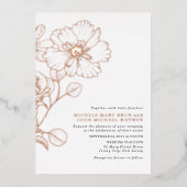 Elegante Minimalistische Moderne Bloemen Rose Goud Folie Uitnodiging (Voorkant)
