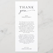 Elegante minimalistische moderne bruiloft dank u menu (Achterkant)