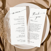 Elegante minimalistische moderne bruiloft dank u menu