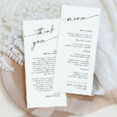 Elegante minimalistische moderne bruiloft dank u menu