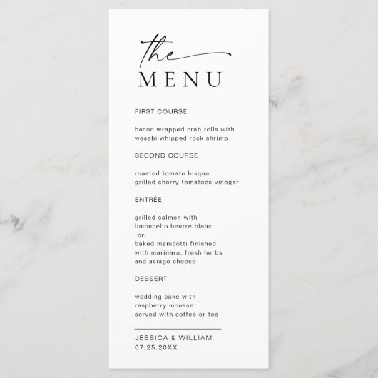 Elegante minimalistische moderne bruiloft Drinken Menu (Voorkant)