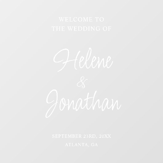 Elegante minimalistische moderne bruiloft welkom raamsticker (Vel)