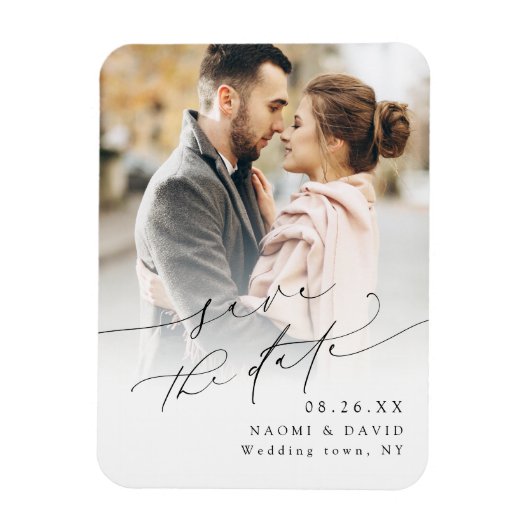 Elegante Minimalistische Moderne Chic Script Foto Magneet (Verticaal)