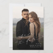 Elegante Minimalistische Moderne Chic Script Foto Save The Date (Voorkant)