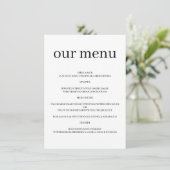 Elegante Minimalistische Moderne Chic Trouwontwerp Menu (Staand voorkant)