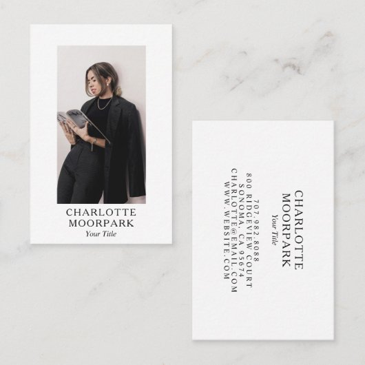Elegante minimalistische moderne foto visitekaartje (Voorkant / Achterkant)