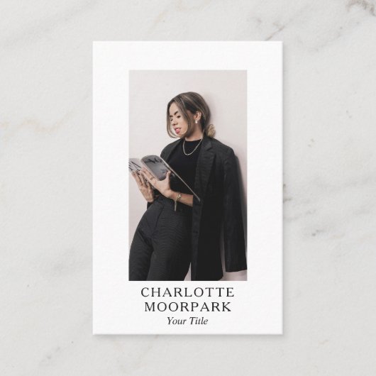 Elegante minimalistische moderne foto visitekaartje (Voorkant)
