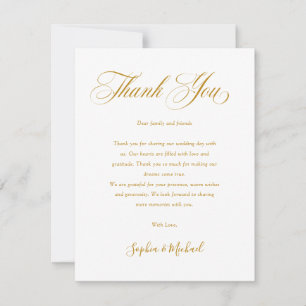 Elegante minimalistische moderne gouden script bru bedankkaart