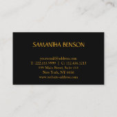 Elegante minimalistische moderne haarstyliste zwar visitekaartje (Achterkant)