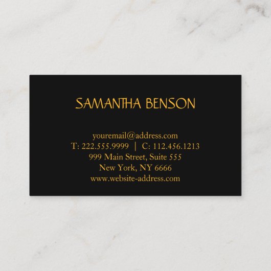 Elegante minimalistische moderne haarstyliste zwar visitekaartje (Achterkant)