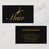 Elegante minimalistische moderne haarstyliste zwar visitekaartje (Voorkant / Achterkant)