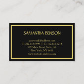 Elegante minimalistische moderne haarstyliste zwar visitekaartje (Achterkant)