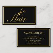 Elegante minimalistische moderne haarstyliste zwar visitekaartje (Voorkant / Achterkant)
