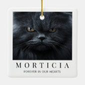 Elegante Minimalistische Moderne Kat Foto Herdenki Keramisch Ornament (Achterkant)