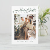 Elegante minimalistische moderne kerst 2 foto feestdagenkaart (Staand voorkant)