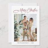 Elegante minimalistische moderne kerst 2 foto feestdagenkaart (Voorkant)