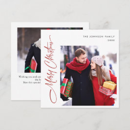 Elegante minimalistische moderne kerst 2 foto feestdagenkaart