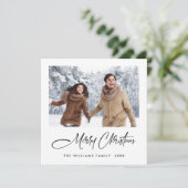 Elegante minimalistische moderne kerst 2 foto feestdagenkaart (Staand voorkant)