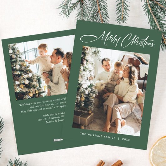 Elegante Minimalistische Moderne Kerst 2 Foto Feestdagenkaart