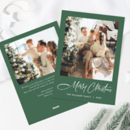Elegante minimalistische moderne kerst 2 foto feestdagenkaart