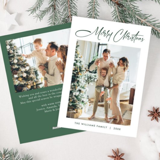 Elegante minimalistische moderne kerst 2 foto feestdagenkaart