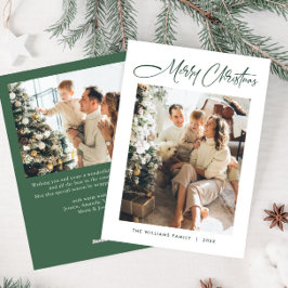 Elegante minimalistische moderne kerst 2 foto feestdagenkaart