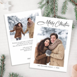 Elegante minimalistische moderne kerst 2 foto feestdagenkaart