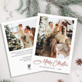 Elegante minimalistische moderne kerst 2 foto feestdagenkaart