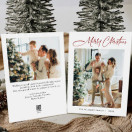 Elegante minimalistische moderne kerst 2 foto feestdagenkaart