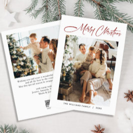 Elegante minimalistische moderne kerst 2 foto feestdagenkaart