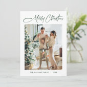Elegante minimalistische moderne kerst 2 foto feestdagenkaart (Staand voorkant)