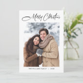 Elegante minimalistische moderne kerst 2 foto feestdagenkaart (Staand voorkant)