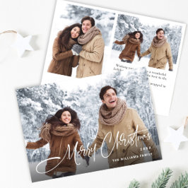 Elegante minimalistische moderne kerst 3 foto feestdagenkaart