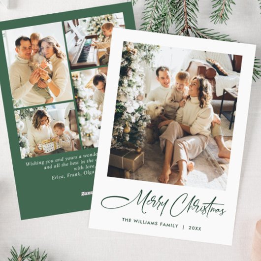 Elegante minimalistische moderne kerst 5 foto feestdagenkaart