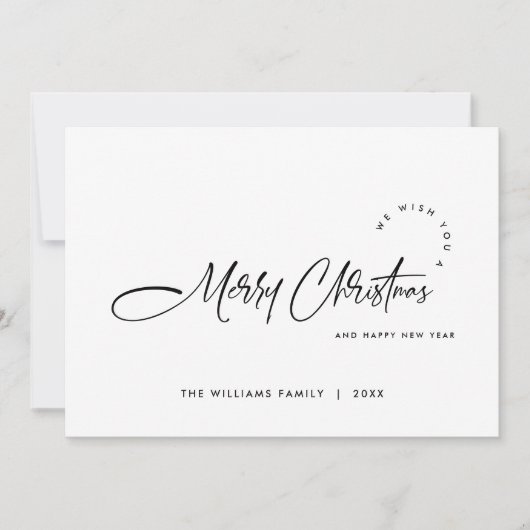 Elegante minimalistische moderne kerstgroet feestdagenkaart (Voorkant)