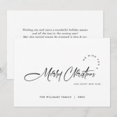 Elegante minimalistische moderne kerstgroet feestdagenkaart (Voorkant / Achterkant)