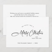 Elegante minimalistische moderne kerstgroet feestdagenkaart (Voorkant / Achterkant)