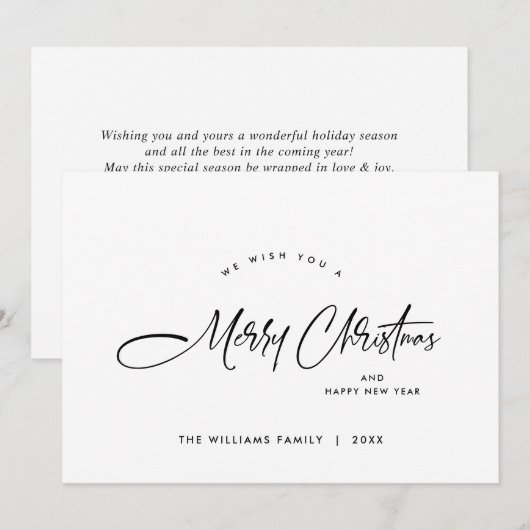 Elegante minimalistische moderne kerstgroet feestdagenkaart (Voorkant / Achterkant)