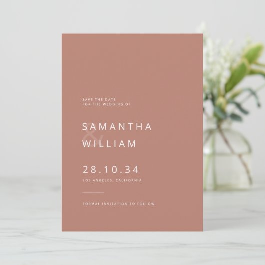 Elegante minimalistische moderne mix & match bruil save the date (Staand voorkant)
