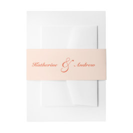 Elegante minimalistische moderne monogram perzik b uitnodigingen wikkel