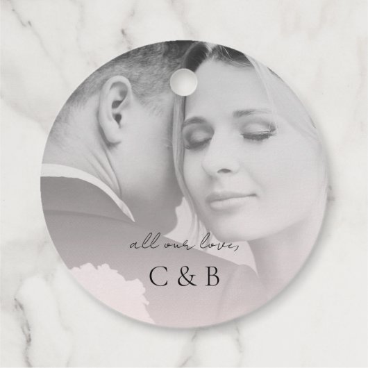 Elegante minimalistische moderne romantische blush bedankjes labels (Achterkant)