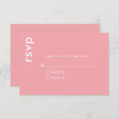 Elegante minimalistische moderne roze bruiloft Rea RSVP Kaartje (Voorkant / Achterkant)