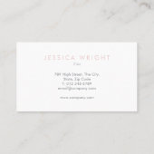 Elegante Minimalistische Moderne Roze Roos Profess Visitekaartje (Achterkant)