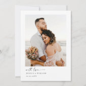 Elegante minimalistische moderne trouwfoto bedankkaart (Achterkant)