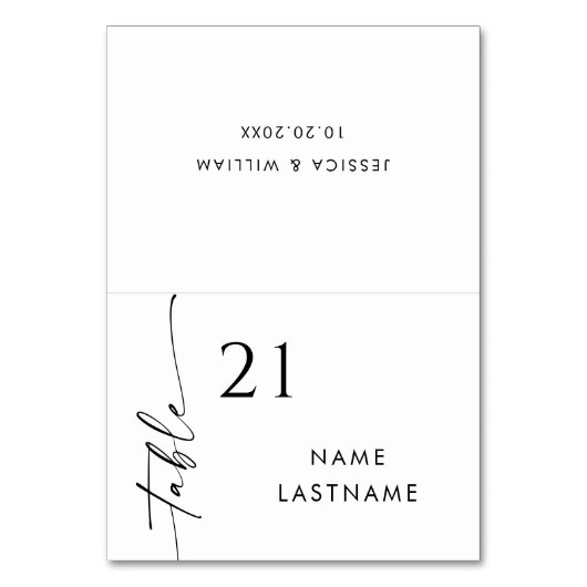 Elegante minimalistische moderne trouwtafel plaats kaart (Voorkant)