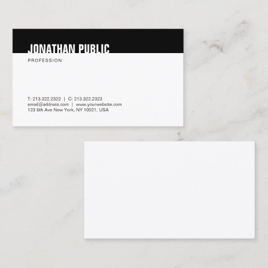 Elegante minimalistische moderne zwart-wit Sjabloo Visitekaartje (Voorkant / Achterkant)