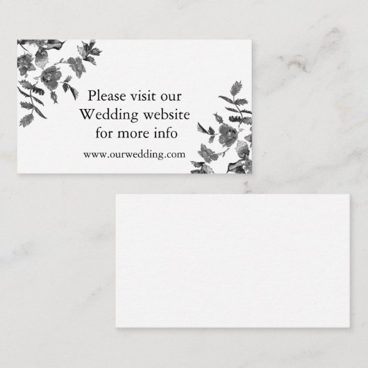 Elegante minimalistische moderne zwarte witte wild informatiekaartje (Voorkant / Achterkant)