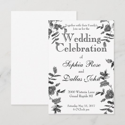 Elegante minimalistische moderne zwarte witte wild kaart (Voorkant / Achterkant)