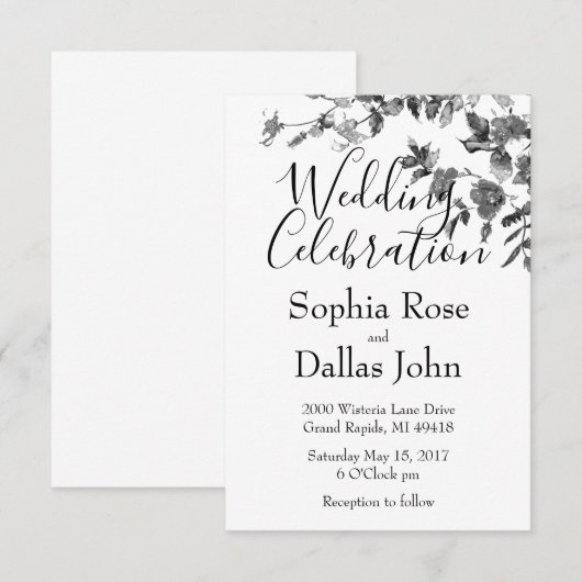 Elegante minimalistische moderne zwarte witte wild kaart (Voorkant / Achterkant)